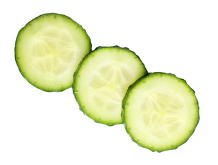 Sliced fresh cucumber, isolated on white