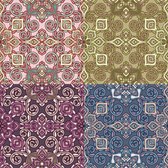 Set of four colorful seamless patterns. Vector illustration.