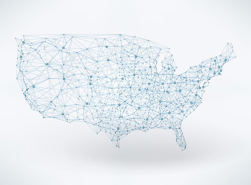 Abstract telecommunication USA map