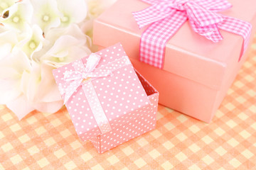 Gift boxes close up