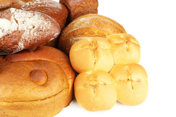 Different types of bread close up