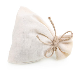 Textile sachet pouch isolated on white
