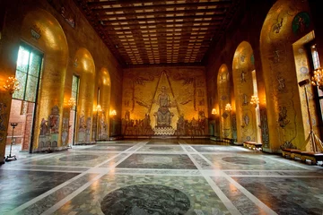 Fototapete Rund Interior of Golden Hall of the Stockholm City Hall, Sweden © prescott09