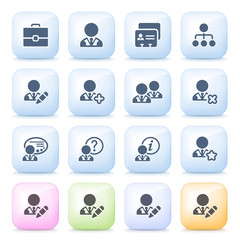 Users icons on color buttons.