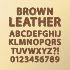 Abstract Rounded Brown Leather Font and Numbers, Eps 10 Vector