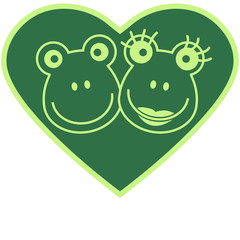 Frog Love Couple Heart