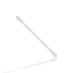 Cotton ear stick macro view, isolated on white