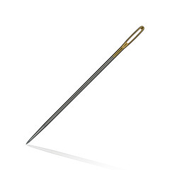 Needle (the tool for sewing) on an isolated white background.