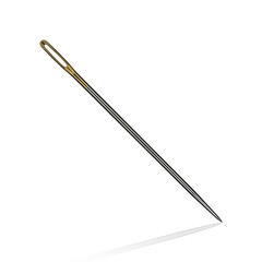 Needle (the tool for sewing) on an isolated white background.