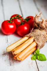 Bread stocks on wooden background