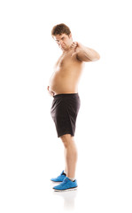 Fototapeta na wymiar Fat fitness man