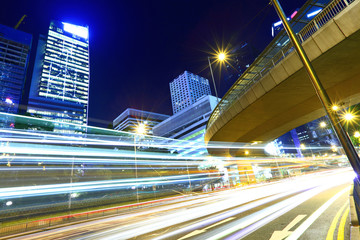 Fototapeta na wymiar Traffic trail in city at night