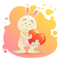 Bunny pet isolated holding heart