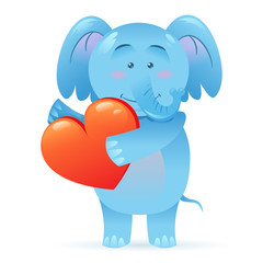 Elephant pet isolated holding heart
