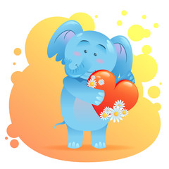 Obraz na płótnie Canvas Elephant pet isolated holding heart