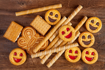 Cookies on a brown table