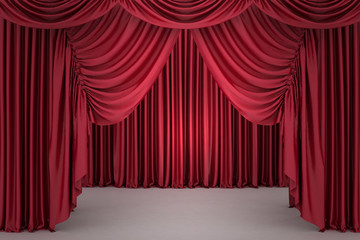 Red closed the curtain, lit by a spotlight
