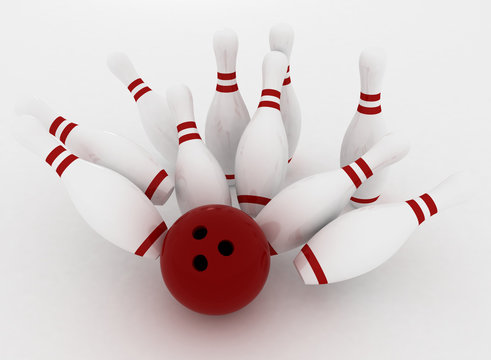 3d render of bowling on white background