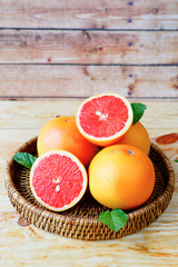 still life with grapefruit on a tray