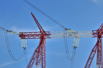 Detailed high voltage electricity tower pole