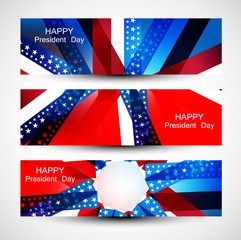 President Day in United States of America with colorful header s