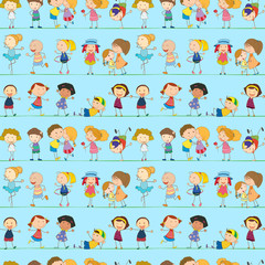 A seamless design with playful kids