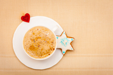 Coffee christmas gingerbread cake star heart symbol love