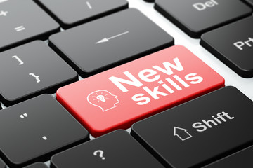 Fototapeta premium Education concept: Head With Lightbulb and New Skills on