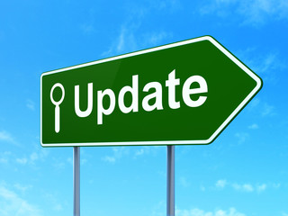 Web design concept: Update and Search on road sign background