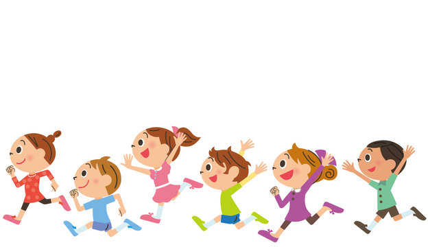 走る、子供達