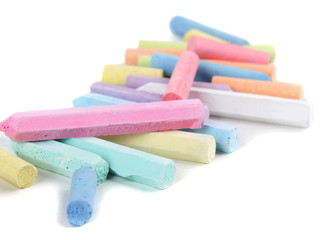 Chalks in variety of colors, isolated on white