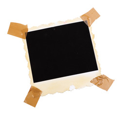 Blank old photo isolated on white