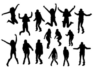 Obraz premium Jumping girl silhouettes