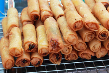 Fried spring rolls in the market