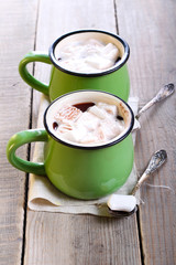 Cups of hot chocolate