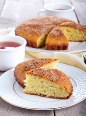 Slice of cinnamon tea cake