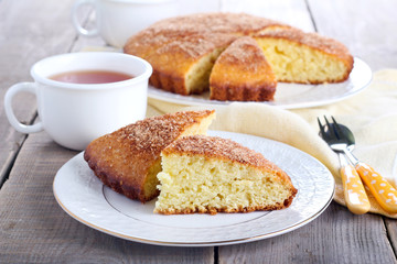 Slice of cinnamon tea cake