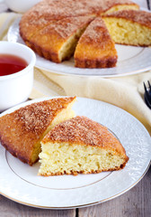 Slice of cinnamon tea cake