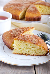 Slice of cinnamon tea cake