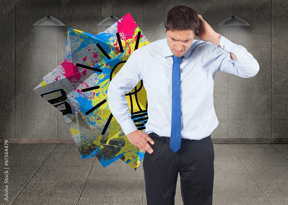 Poster composite image of thinking businessman scratching head