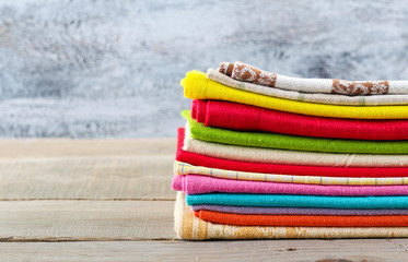 Stack of colorful textiles