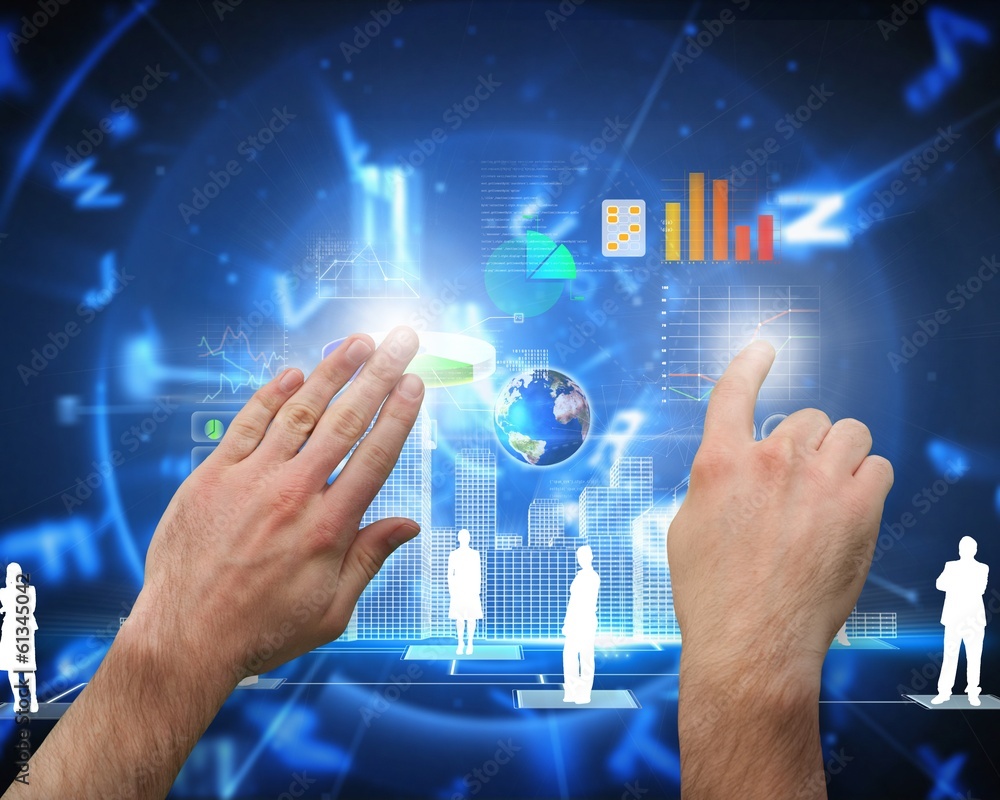 Aufkleber Composite image of hands pointing and presenting
