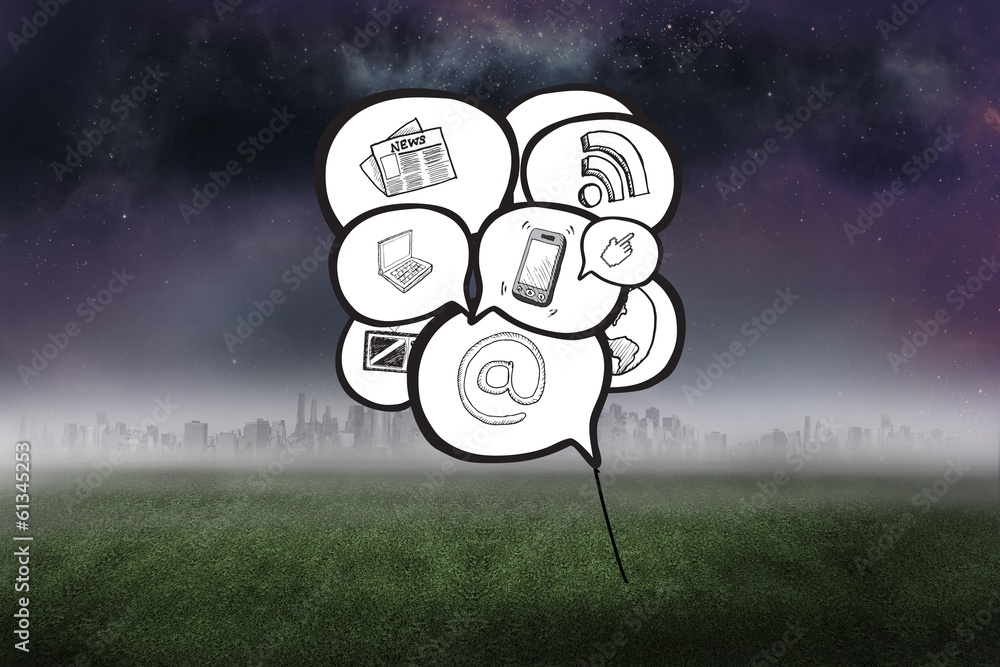 Aufkleber Composite image of speech bubbles with app icons