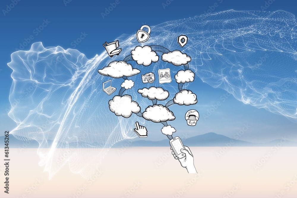 Poster Composite image of cloud computing doodle