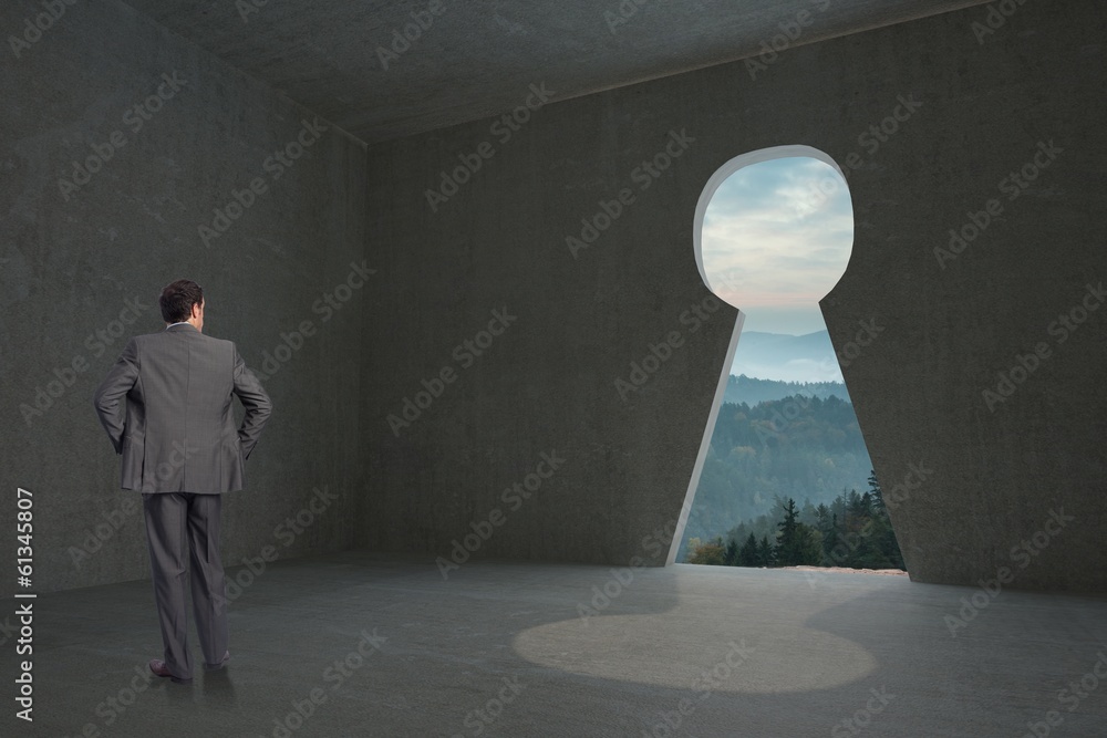Poster composite image of businessman with hands on hips