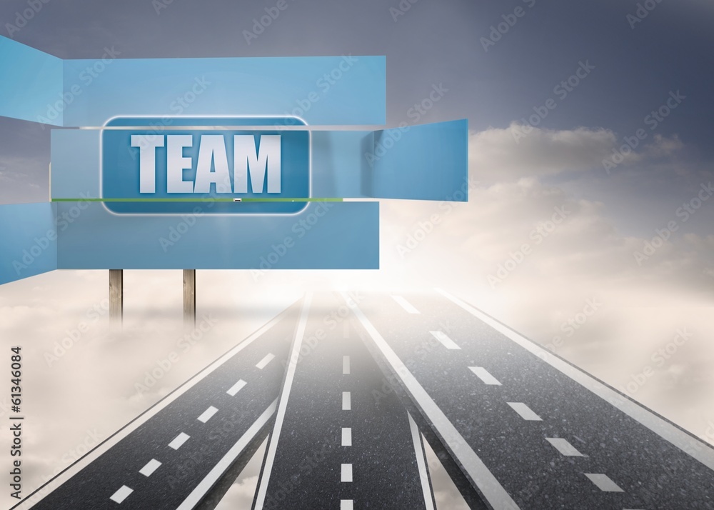 Poster Composite image of team banner on abstract screen