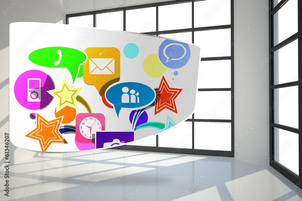 Poster Composite image of colourful apps on abstract screen