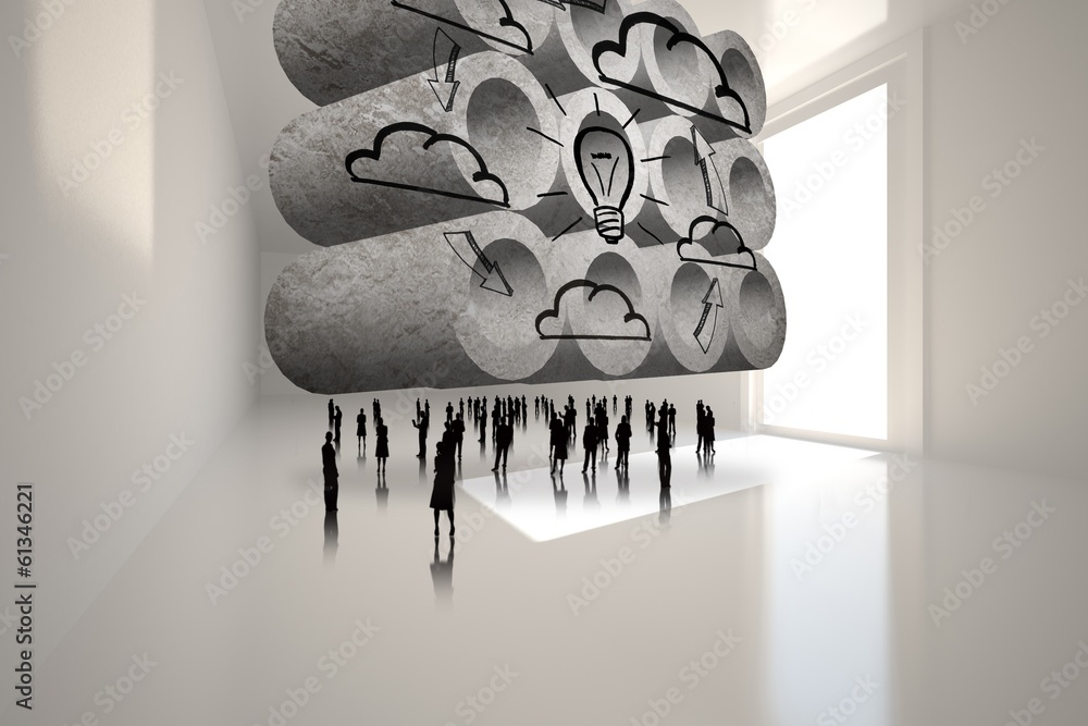 Poster Composite image of cloud computing cycle on abstract screen