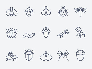 insect icon set - obrazy, fototapety, plakaty