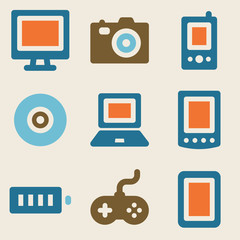 Electronics web icons vintage color series